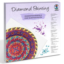 Diamond Painting Set Mandala, 30 x 30 cm Keilrahmen mit Zubehr, Gelb-Lila-Pink