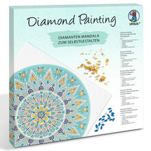 Diamond Painting Set Mandala, 30 x 30 cm Keilrahmen mit Zubehr, Hellblau-Taupe-Wei