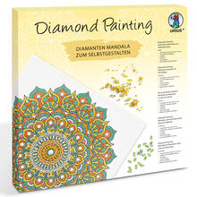 Diamond Painting Set Mandala, 30 x 30 cm Keilrahmen mit Zubehr, Mint-Orange-Gelb