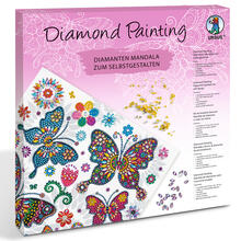 Diamond Painting Set Mandala, 30 x 30 cm Keilrahmen mit Zubehr, Schmetterlinge
