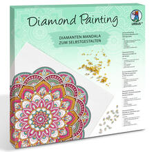 Diamond Painting Set Mandala, 30 x 30 cm Keilrahmen mit Zubehr, Magenta-Mint-Orange