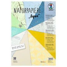 Naturpapiere Aqua, handgeschpft, ca. 22 x 32 cm, 10 Blatt sortiert