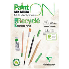 NEU Clairefontaine Block Paint'On, Recycelt, DIN A6, 15 Blatt, 250g/qm