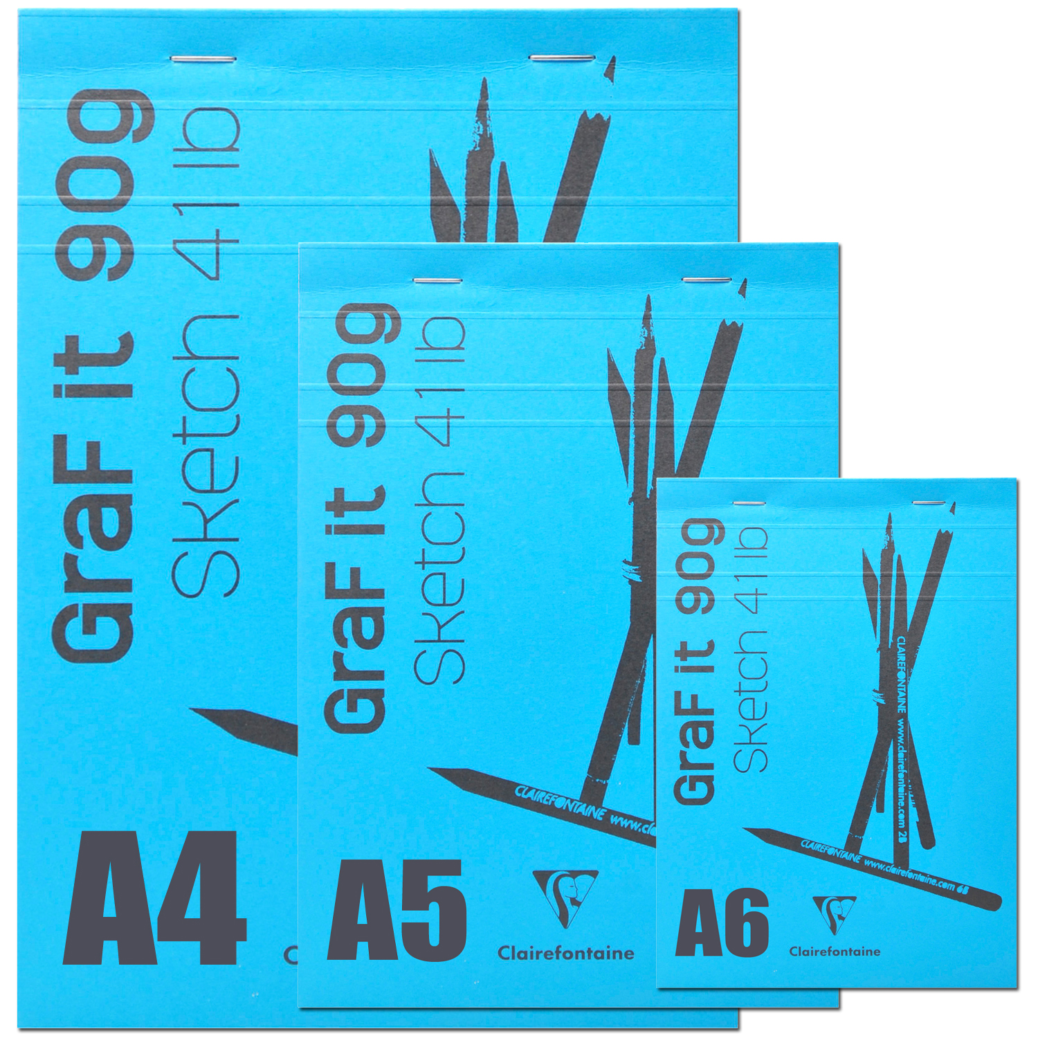 NEU Clairefontaine Skizzenblock Graf It, Himmelblau, 80 Blatt, 90g/qm - Verschiedene Größen