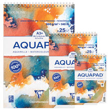 NEU Clairefontaine Spiralblock Aquarell, Goldline Aquapad, 300g/qm, 25 Blatt - Verschiedene Größen