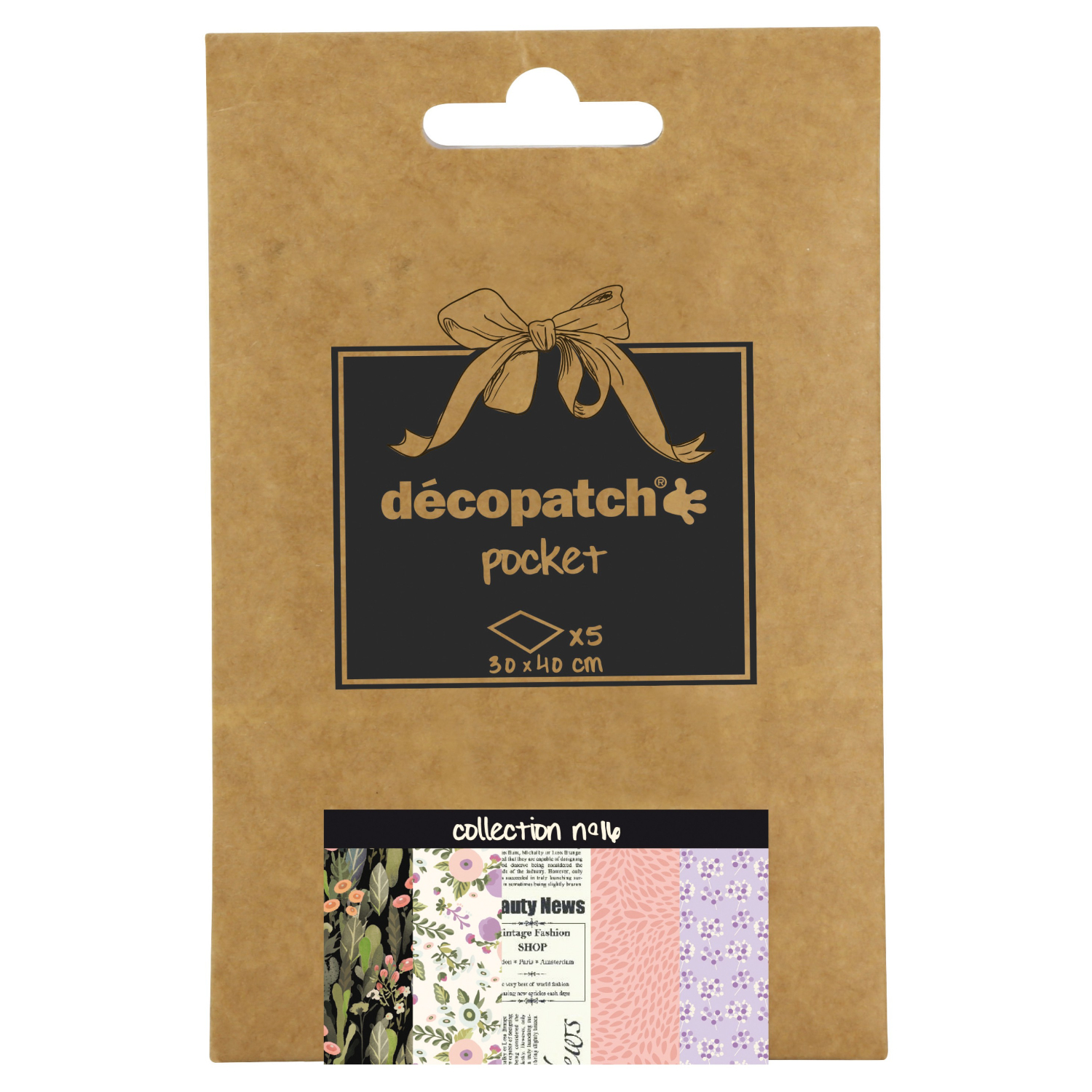 NEU Decoupage- / Decopatch-Papier Pocket-Sortierung, 5 Bogen 30 x 40 cm, Motive: 741, 739, 770, 698, 740