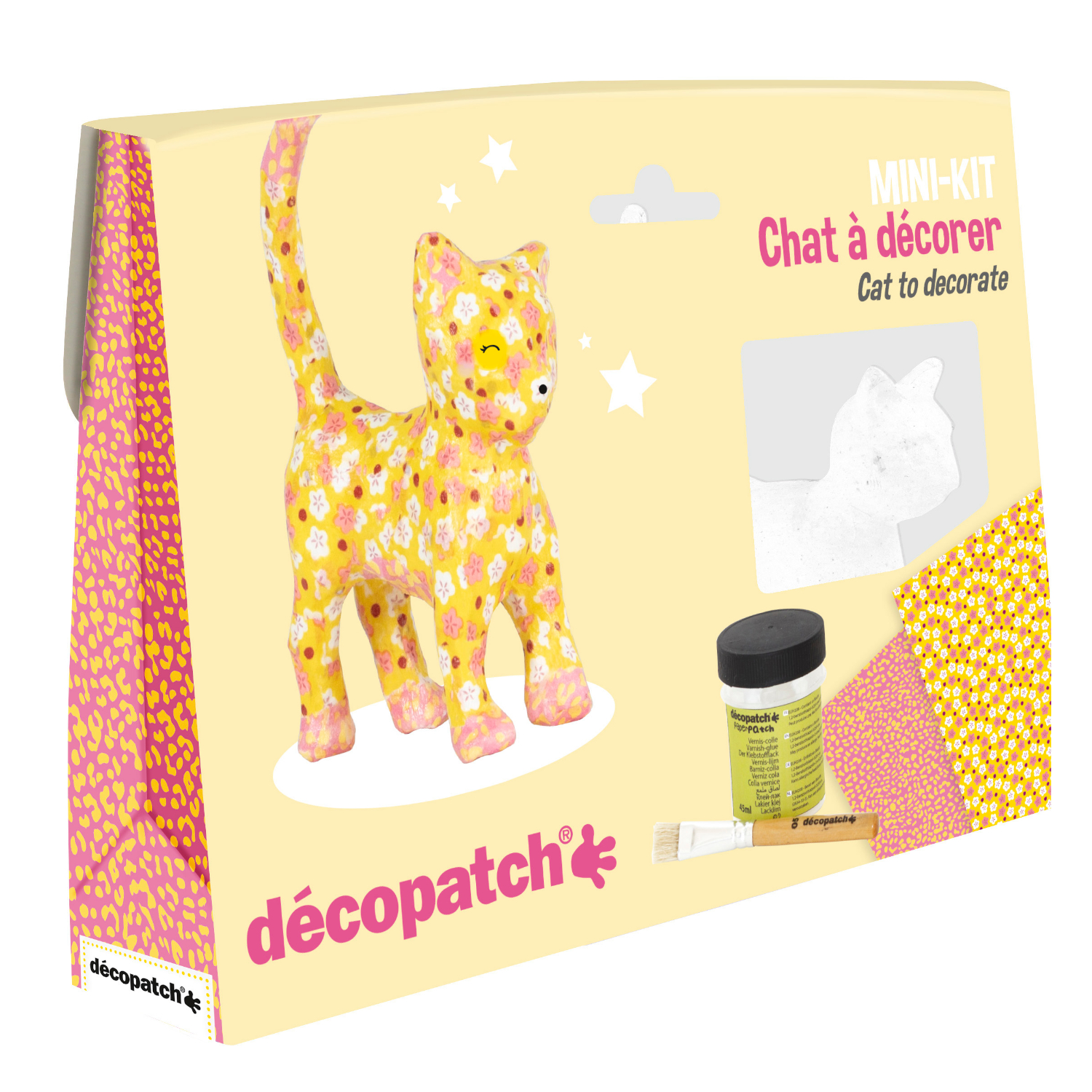NEU Decopatch Mini-Set Bastelpackung, Katze, gelb, 4,5 x 19 x 13,5 cm