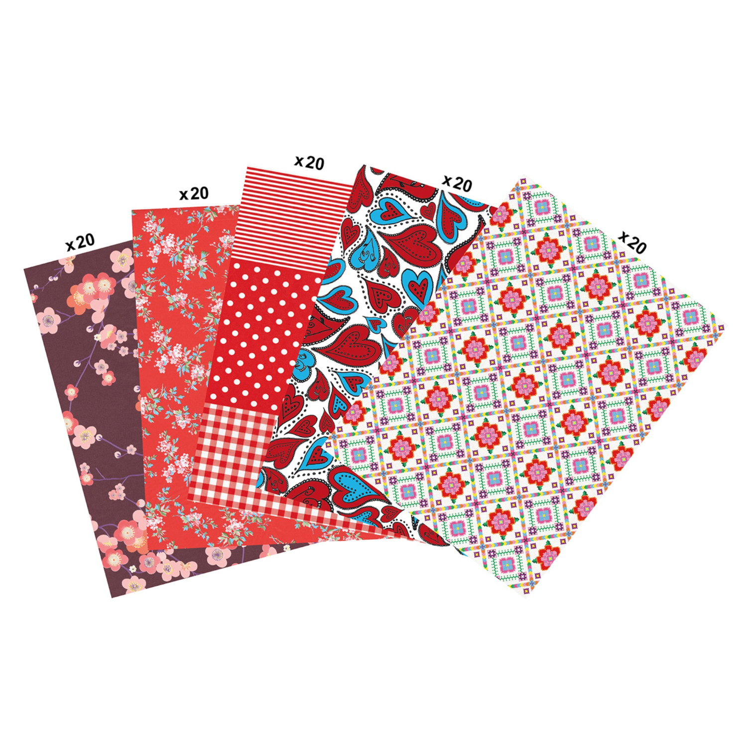 SALE Decoupage- / Decopatch-Papier Maxi-Packung, 100 Bogen 30 x 40 cm, Rot