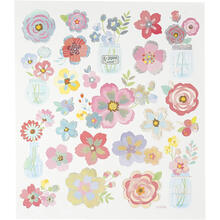 Stickerbogen, selbstklebend, 15x16,5cm, Motiv: Frhlingsblumen