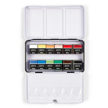 NEU Aquarellkasten Metall, Art Aqua Standard-Farben, gefllt mit 12x 1/2 Npfchen