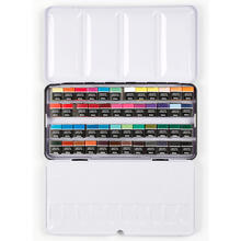 NEU Aquarellkasten Metall, Art Aqua Standard-Farben, gefllt mit 48x 1/2 Npfchen