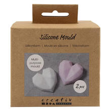 NEU Silikonform / Gieform, Facettiertes Herz, 6 x 5,8 x 2 cm, 2 Stck