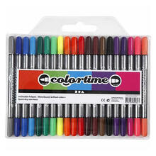 NEU Colortime Dual-Filzstifte, Standard-Farben, Strichstrke 2,3+3,6 mm, 20 Stk.