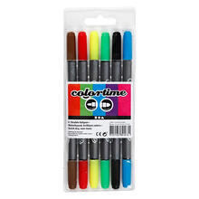 NEU Colortime Dual-Filzstifte, Standard-Farben, Strichstrke 2,3+3,6 mm, 6 Stk.