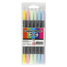 NEU Colortime Dual-Filzstifte, Pastellfarben, Strichstrke 2,3+3,6 mm, 6 Stk.