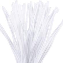 Pfeifenreiniger / Biegepl�sch / Chenilledraht, L�nge 30 cm, Dicke 6 mm, Wei�, 50 St�ck