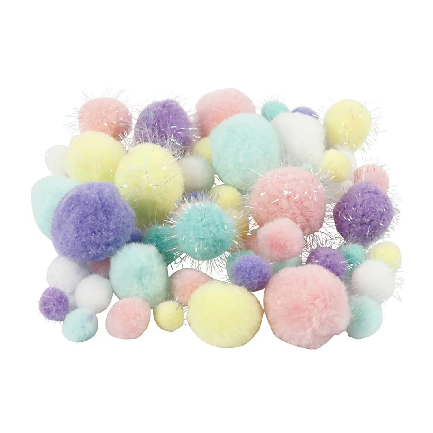 NEU Pompons Glitter Pastellfarben, 62 g