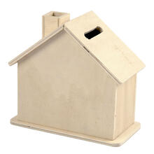 NEU Spardose in Hausform, Sperrholz, 9,6 x 11,7 x 5,5 cm, 1 Stck