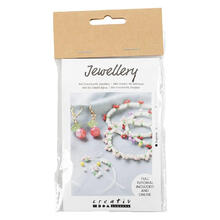NEU Mini Kreativ Set Schmuck, elastisches Armband und Ohrringe mit Glasperlen