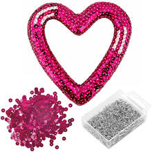 DIY Set Pailletten-Herzring, Kinder-Bastelset, Herzring Styropor 15cm, 1 Pack Pailletten, Stecknadeln 10mm