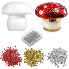 DIY Set Pailletten-Pilze, Kinder-Bastelset, Geschenkset, 10 Styroporpilze 7cm, 3 Pack Pailletten, Stecknadeln 10mm