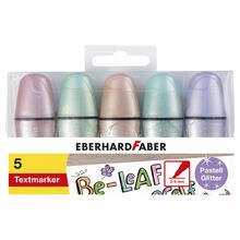 NEU Textmarker / Highlighter, Mini Pastell Glitzer, 5 Farben sortiert