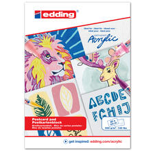 NEU Edding 30010 Acryl-Postkartenblock, wei, 20 Bltter in A6, 300 g/m dickes Acrylpapier