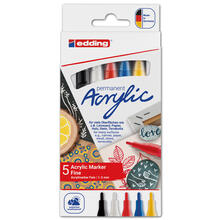 NEU Edding 5300 Acrylmarker Fein, feine Spitze 1-2 mm, Acrylmalstifte zum Malen auf Leinwand, Holz, Stein etc., 5er-Set