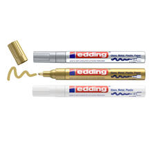 Edding 750 Paintmarker-Set 2-4mm, weiss, gold, silber