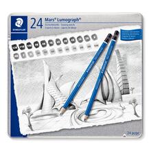 Staedtler Bleistift- Set, Mars Lumograph 100, 24 Stck, sortierte Hrtegrade