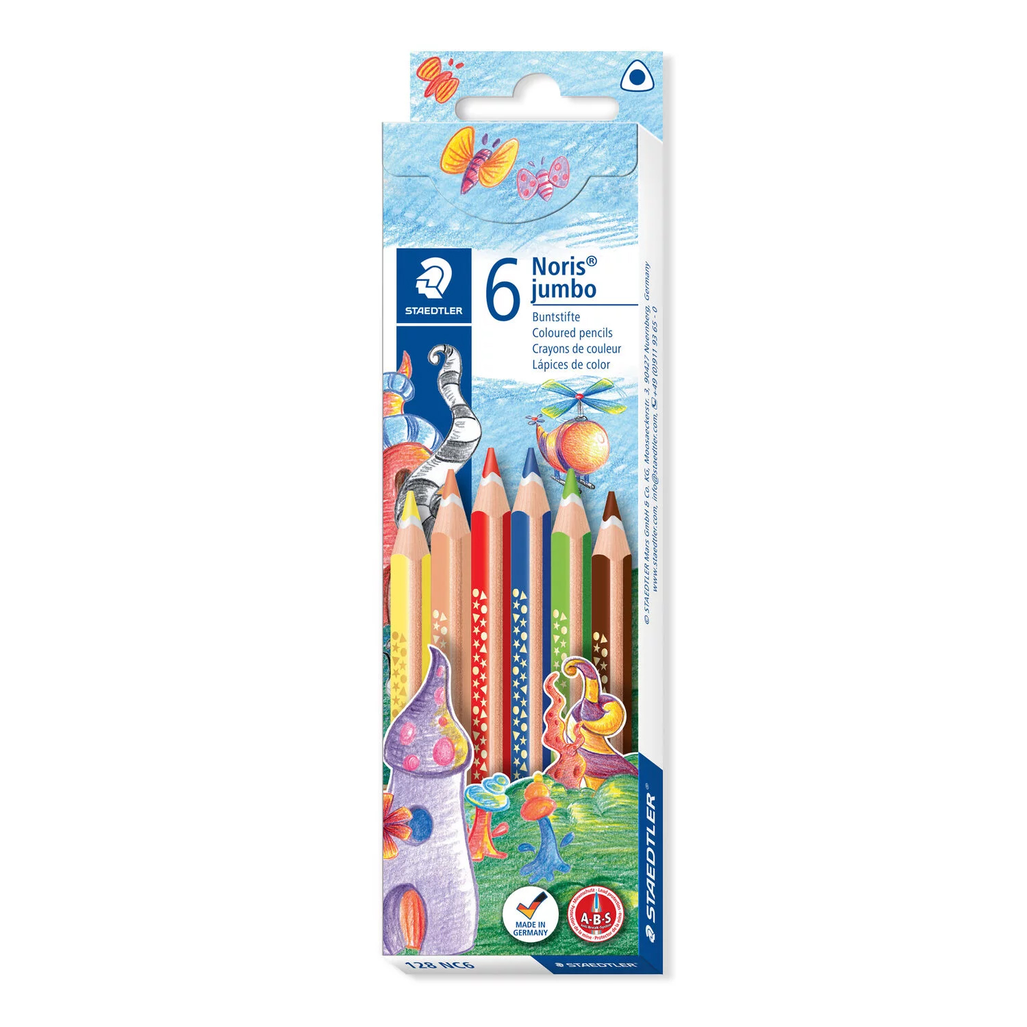 SALE Kartonetui mit 6 Buntstiften Noris Jumbo in sortierten Farben, Mine: 4mm