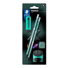Staedtler Bleistift NORIX, Grnes Set, 2 Bleistifte HB + Radier & Spitzer
