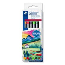 Staedtler wasservermalbare Doppelfasermaler 3001, Set Europa, 6 Farben sortiert