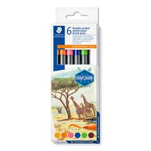 Staedtler wasservermalbare Doppelfasermaler 3001, Set Afrika, 6 Farben sortiert