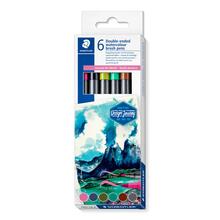 Staedtler wasservermalbare Doppelfasermaler 3001, Set Sdamerika, 6 Farben sortiert