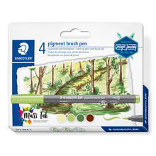 NEU Staedtler Pigment Brush Pen Set, Forest Colours, 4 Stifte