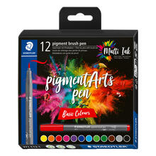 NEU Staedtler Pigment Brush Pen Set, Basic Colours, 12 Stifte