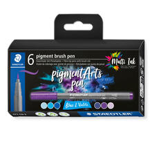 NEU Staedtler Pigment Brush Pen Set, Blues & Violets, 6 Stifte