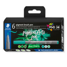 NEU Staedtler Pigment Brush Pen Set, Greens & Turquoises, 6 Stifte