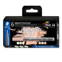 Staedtler Pigment Arts Brush Pen 6er Set, Beige-Neutral-Tne