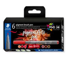 Staedtler Pigment Arts Brush Pen 6er Set, Rot-Braun-Tne