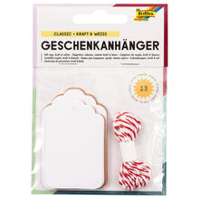 Geschenkanhnger lang, natur & wei, 12 Stck.