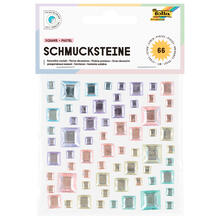 Sticker / Schmucksteine Eckig Pastell, selbstklebend, 67 Stck sortiert