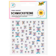Sticker / Schmucksteine Eckig Irisierend, selbstklebend, 67 Stck sortiert