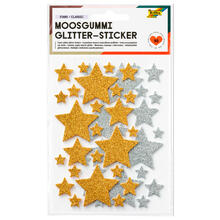 Moosgummi Glitter-Sticker Sterne Gold/Silber, 50 Stck in sortierten Gren