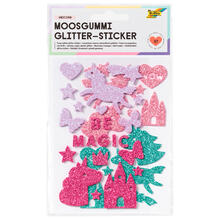 Moosgummi Glitter-Sticker Einhorn, 37 Stck sortiert
