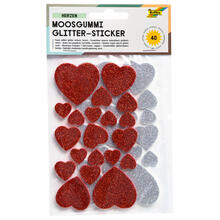 Moosgummi / Schaumstoff Glitter-Sticker Herzen fr vielfltige Bastelarbeiten 40 Stck