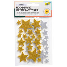 Moosgummi / Schaumstoff Glitter-Sticker Sterne f�r vielf�ltige Bastelarbeiten, 40 St�ck