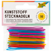 NEU Sticknadeln aus Kunststoff, 32 Stck, farbig sortiert, 6,5 cm x 1,8 mm