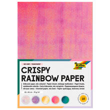 Crispy Regenbogen Papier, Irisierend, 75g/m, 23x33cm, 10 Blatt in sortierten Farben/Prgungen
